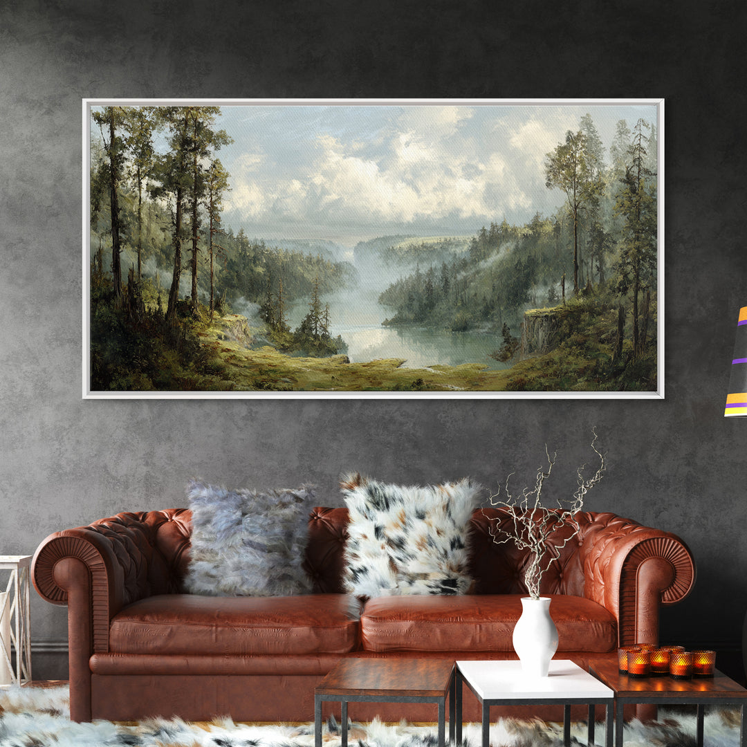 Waterfall Hidden in Dense Forest Canvas Print, Landscape Art, Wall Art, Living Room Decor, Fine Art, Horizon, Framed Wall Art, LAN-2x1-32