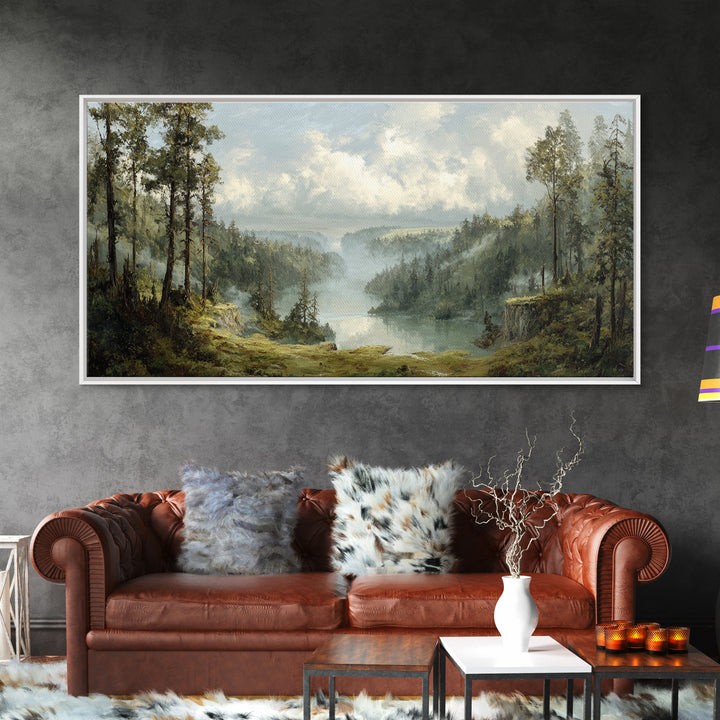 Waterfall Hidden in Dense Forest Canvas Print, Landscape Art, Wall Art, Living Room Decor, Fine Art, Horizon, Framed Wall Art, LAN-2x1-32