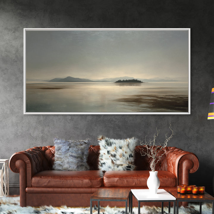 Volcanic Black Beach Framed Canvas Print, Landscape Art, Contemporary Art, Living Room Decor, Fine Art, Horizon, Original Art, LAN-2x1-34