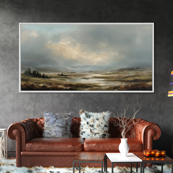 Rocky Scottish Highland Framed Canvas Print, Landscape Art, Art Prints, Living Room Decor, Fine Art, Horizon, Abstract Wall Art, LAN-2x1-37