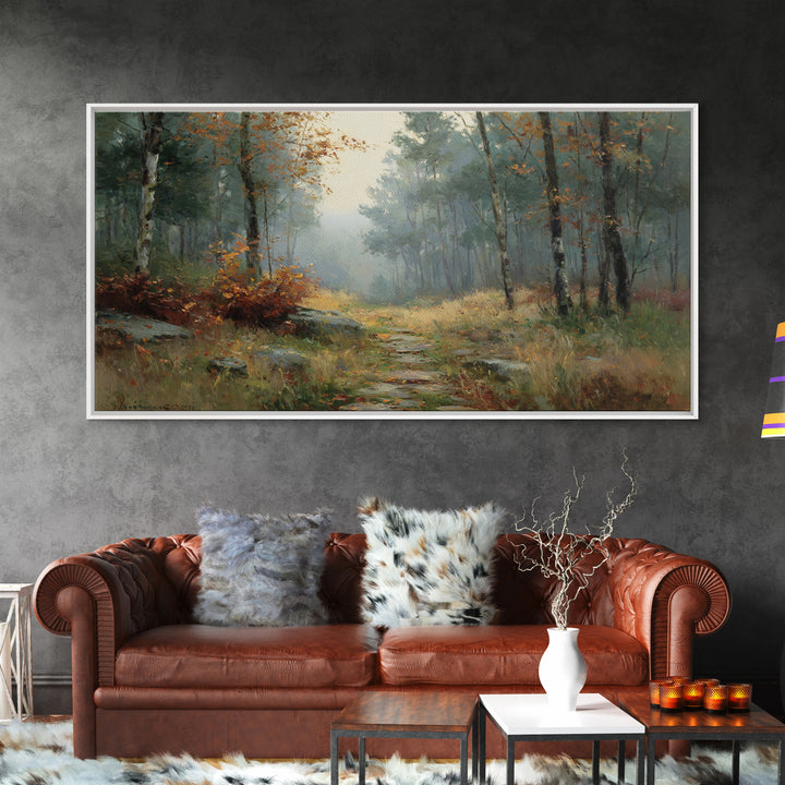 Autumn Forest Path Canvas Print, Landscape Art, Digital Print, Living Room Decor, Fine Art, Horizon, Living Room Wall Art, LAN-2x1-53