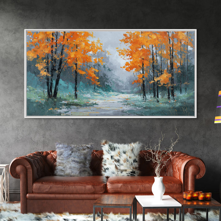 Autumn Forest Path Canvas Print, Landscape Art, Digital Print, Living Room Decor, Fine Art, Horizon, Living Room Wall Art, LAN-2x1-77