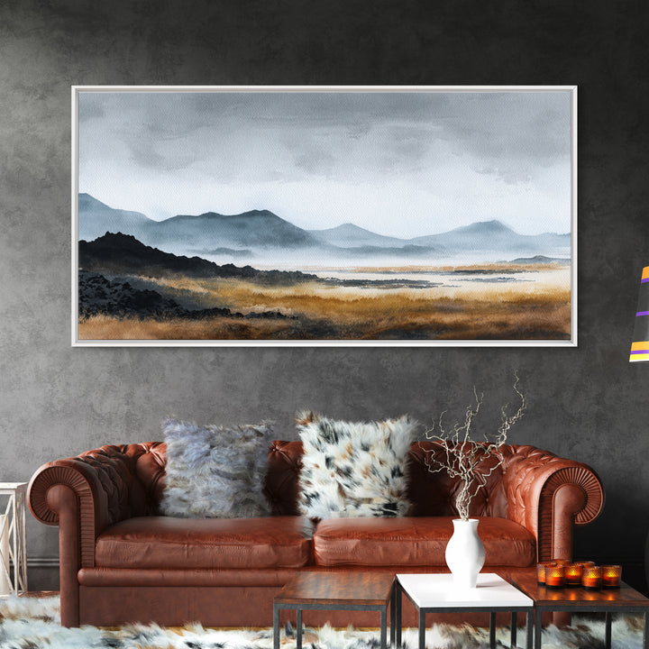 Volcanic Black Beach Canvas Print, Landscape Art, Art Prints, Living Room Decor, Fine Art, Horizon, Abstract Wall Art, LAN-2x1-82