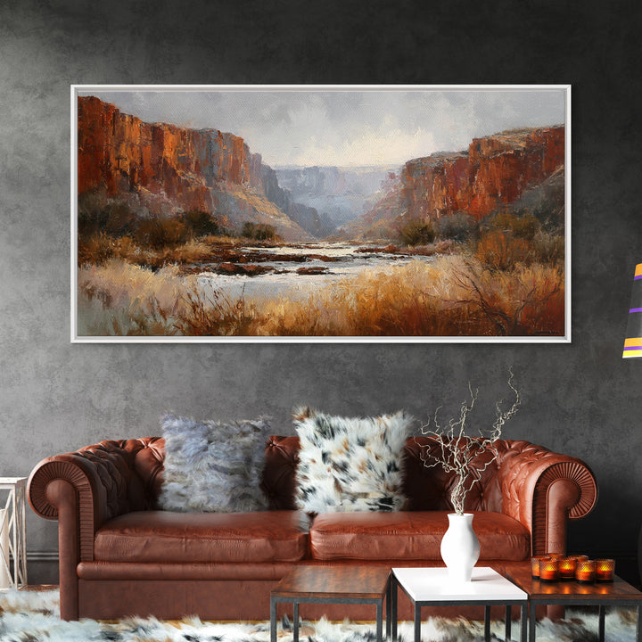 Red Canyon Walls Framed Canvas Print, Landscape Art, Boho Wall Art, Living Room Decor, Fine Art, Horizon, Neutral Decor, LAN-2x1-97