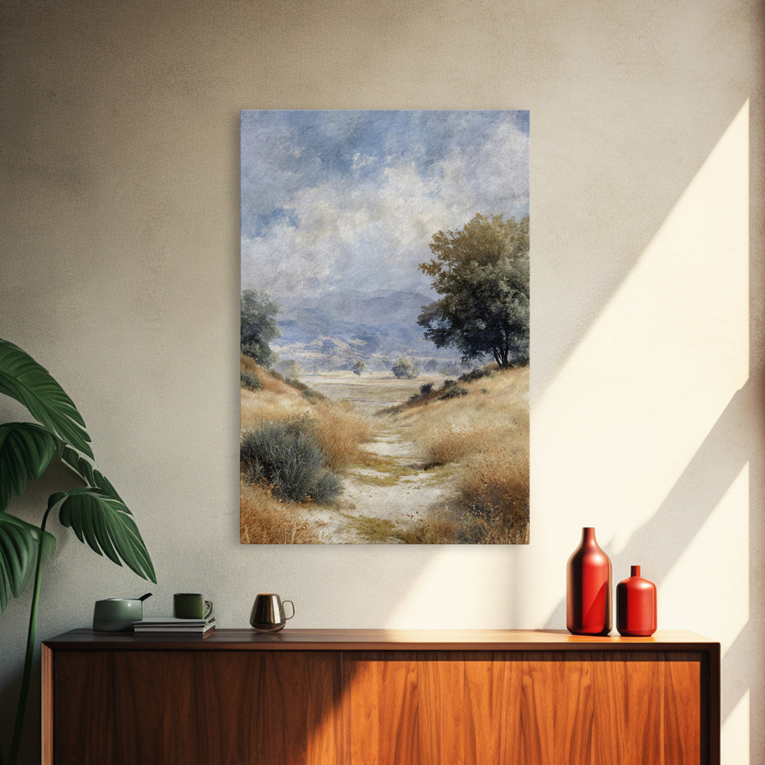 Old Country Road Framed Canvas Print, Landscape Art, Contemporary Art, Living Room Decor, Fine Art, Horizon, Original Art, LAN-2x3-4