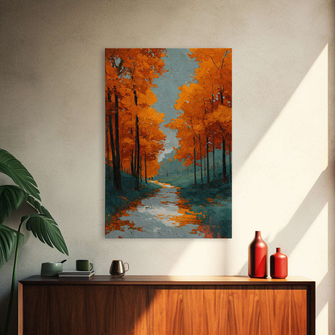Autumn Forest Path Canvas Print, Landscape Art, Living Room Decor, Oil Painting, Horizon, Modern Art, Gallery Decor, LAN-2x3-65