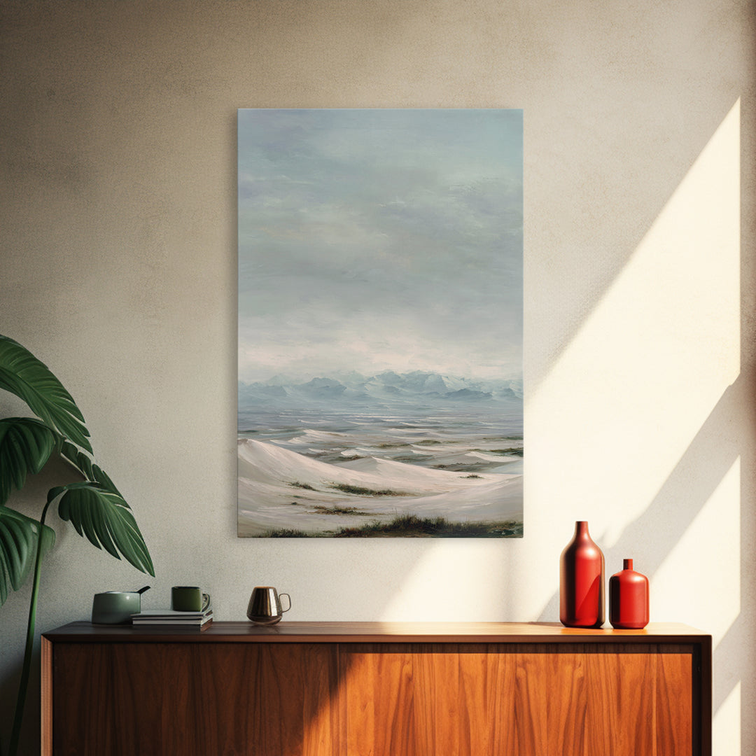 Desert Dunes under Pale Moon Canvas Print, Landscape Art, Set of 3 Prints, Living Room Decor, Fine Art, Horizon, LAN-2x3-91