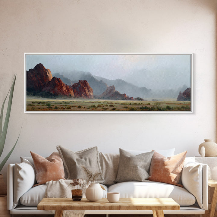 Red Canyon Walls Framed Canvas Print, Landscape Art, Gallery Decor, Living Room Decor, Fine Art, Horizon, Wall Art, Home Decor, LAN-3x1-69