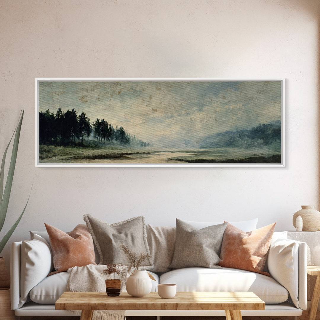 Old Country Road Framed Canvas Print, Landscape Art, Art Prints, Living Room Decor, Fine Art, Horizon, Abstract Wall Art, LAN-3x1-84