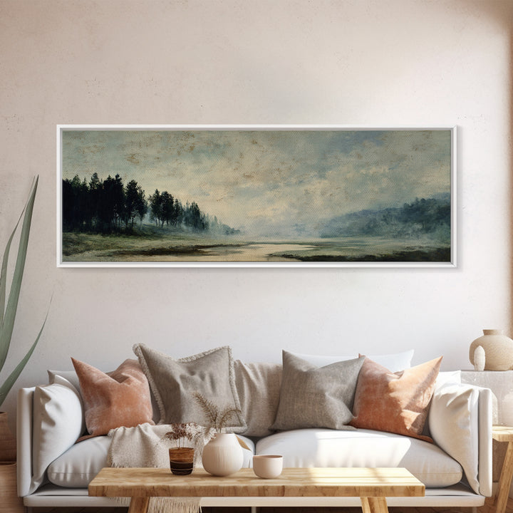 Old Country Road Framed Canvas Print, Landscape Art, Art Prints, Living Room Decor, Fine Art, Horizon, Abstract Wall Art, LAN-3x1-84