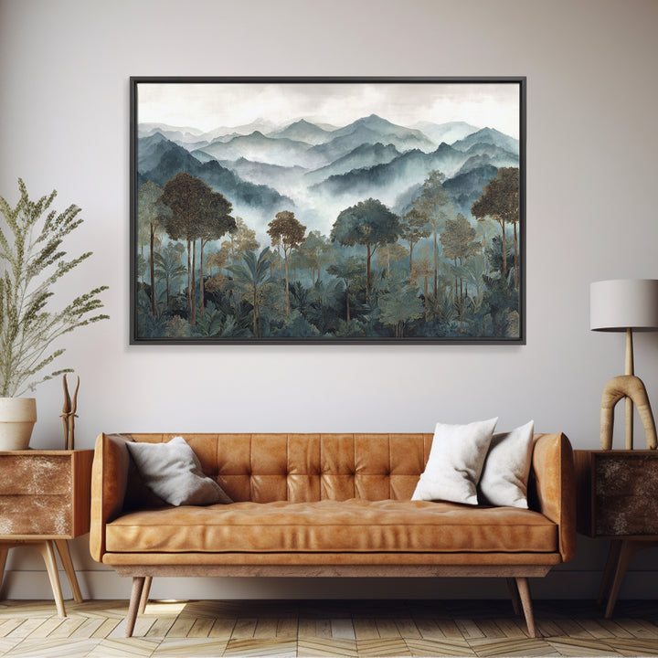 Tropical Jungle Waterfall Canvas Print, Landscape Art, Minimalist Decor, Living Room Decor, Oil Painting, Horizon, LAN-3x2-68