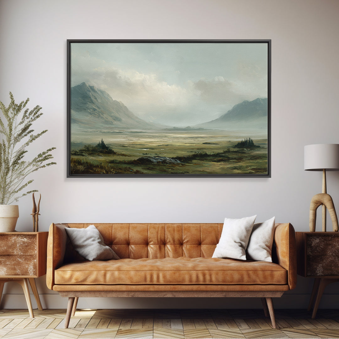 Rocky Scottish Highland Framed Canvas Print, Landscape Art, Gallery Decor, Living Room Decor, Fine Art, Horizon, Wall Art, LAN-3x2-69