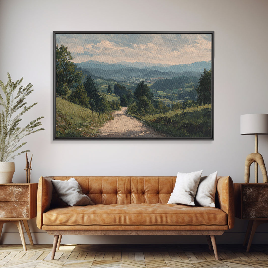 Old Country Road Canvas Print, Landscape Art, Contemporary Art, Living Room Decor, Horizon, Original Art, Framed Wall Art, LAN-3x2-72
