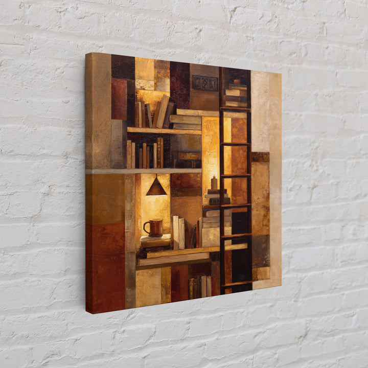 Rolling Library Ladder Canvas Print, Library Art, Wall Art Print, Library Decor, Abstract Art, Archive, Halloween Wall Decor, LIB-1x1-3