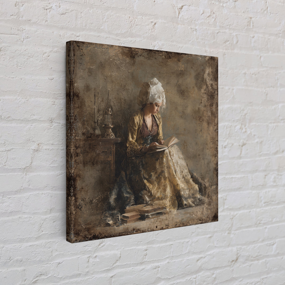Renaissance Reading Figure Framed Canvas Print, Library Art, Gothic Wall Decor, Library Decor, Fine Art, Archive, LIB-1x1-71