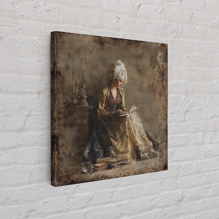 Renaissance Reading Figure Framed Canvas Print, Library Art, Gothic Wall Decor, Library Decor, Fine Art, Archive, LIB-1x1-71