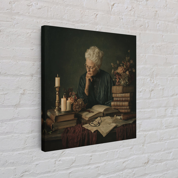 Classical Scholar Portrait Canvas Print, Library Art, Boho Decor, Library Decor, Fine Art, Archive, Digital Art, LIB-1x1-82