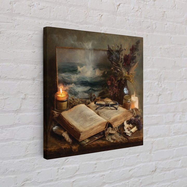 Stormy Sea Painting Inside an Open Book Canvas Print, Library Art, Neutral Decor, Library Decor, Fine Art, Archive, Home Decor, LIB-1x1-90