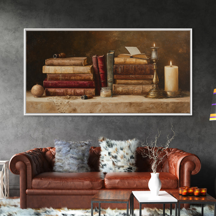 Renaissance Reading Figure Framed Canvas Print, Library Art, Printable Art, Library Decor, Fine Art, Archive, Bookish Decor, LIB-2x1-43