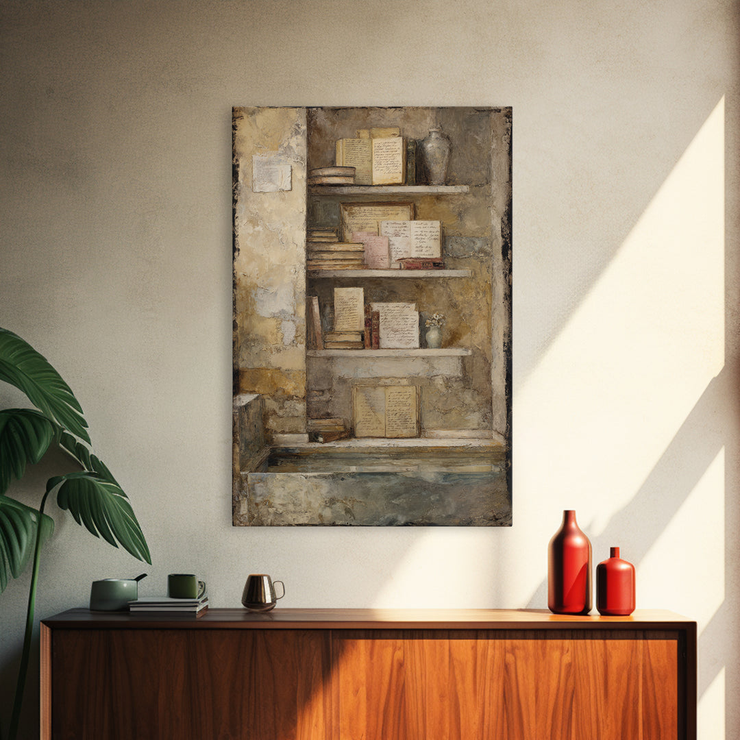 Moonlit Window with Floating Pages Canvas Print, Library Art, Gallery Decor, Library Decor, Fine Art, Archive, Wall Art, LIB-2x3-16