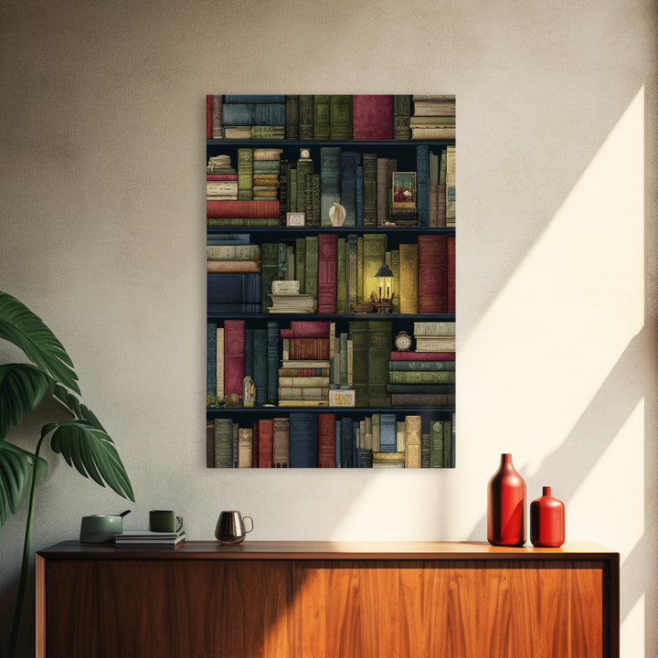 Library Shelf Pattern Canvas Print, Library Art, Gothic Wall Art, Library Decor, Fine Art, Archive, Bookish Wall Art, LIB-2x3-67