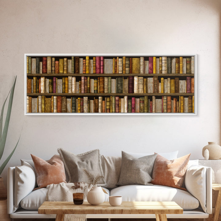 Library Shelf Pattern Canvas Print, Library Art, Fine Art Print, Library Decor, Fine Art, Archive, Painting, Digital Art, LIB-3x1-3