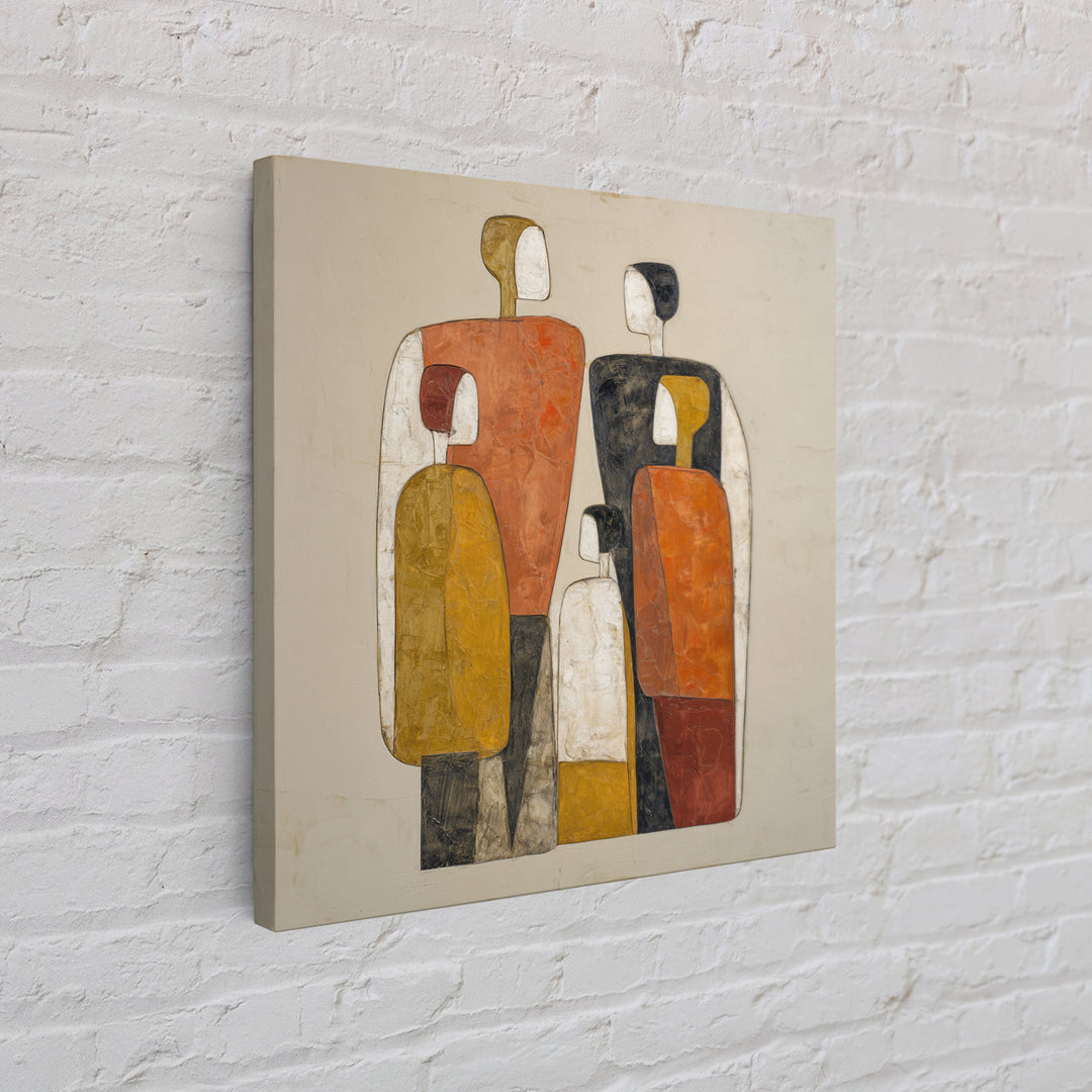 Abstract Family Figures Framed Canvas Print, Line Art, Portrait from Photo, Living Room Decor, Fine Art, Line, Luxury Decor, LIN-1x1-24