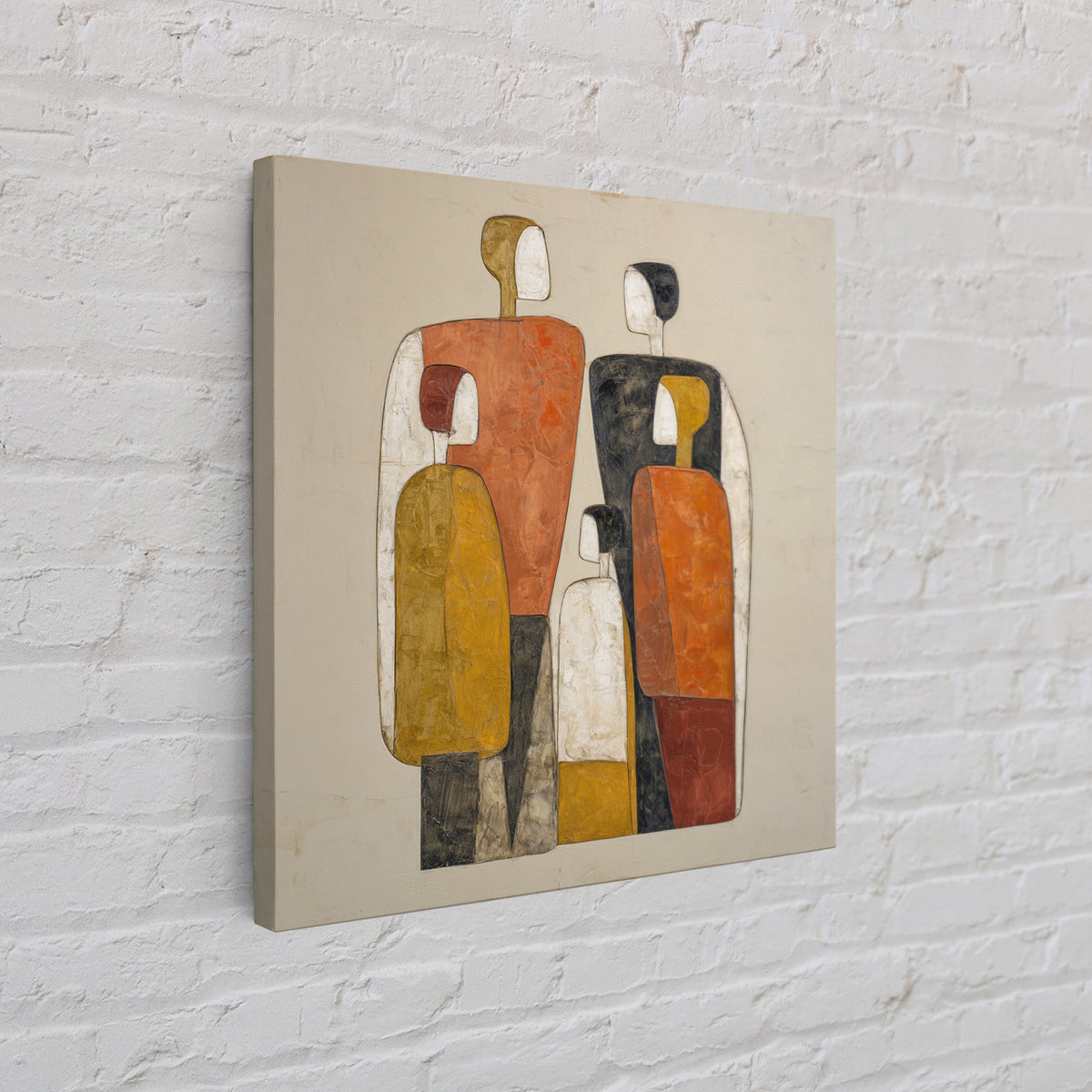 Abstract Family Figures Framed Canvas Print, Line Art, Portrait from Photo, Living Room Decor, Fine Art, Line, Luxury Decor, LIN-1x1-24