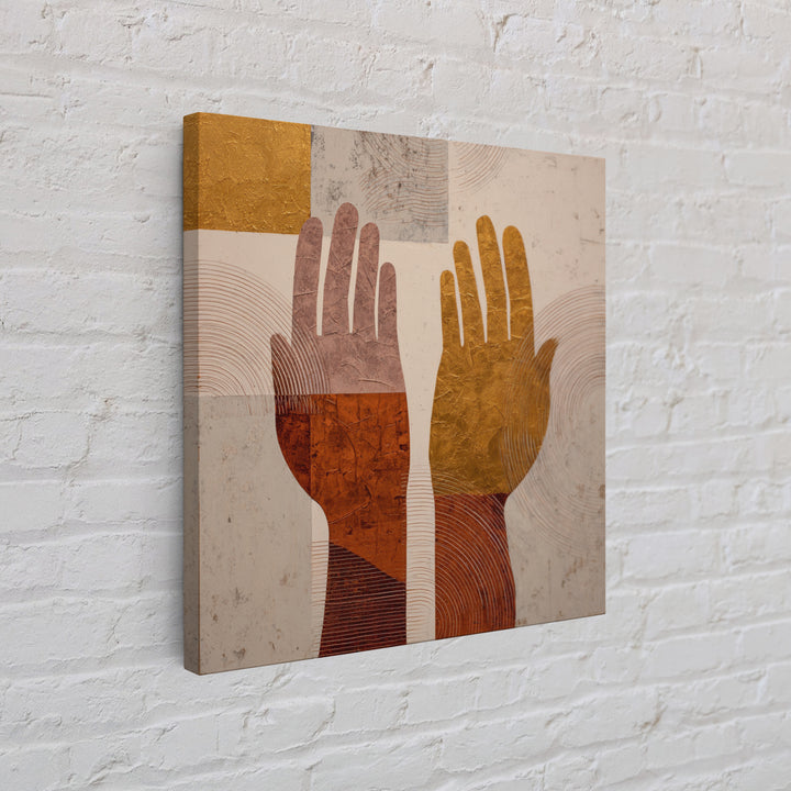 Two Hands Nearly Touching Framed Canvas Print, Line Art, Wall Decor, Living Room Decor, Abstract Art, Line, Boho Decor, LIN-1x1-53