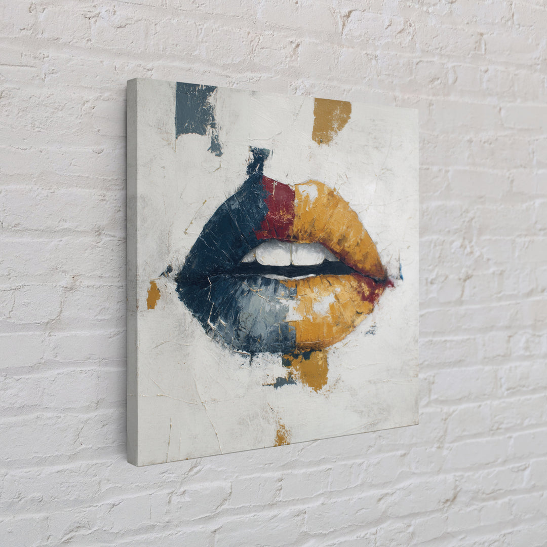 Abstract Lips and Hand Fashion Sketch Framed Canvas Print, Line Art, Aesthetic Prints, Living Room Decor, Fine Art, Line, LIN-1x1-66