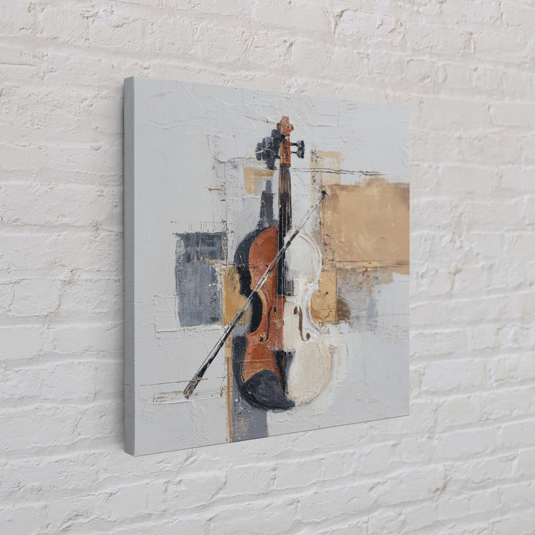 Single Line Violin and Bow Framed Canvas Print, Line Art, Aesthetic Prints, Living Room Decor, Abstract Art, Line, Wall Art, LIN-1x1-71