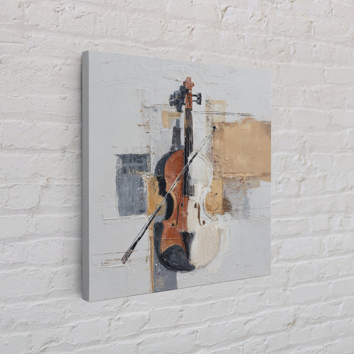 Single Line Violin and Bow Framed Canvas Print, Line Art, Aesthetic Prints, Living Room Decor, Abstract Art, Line, Wall Art, LIN-1x1-71