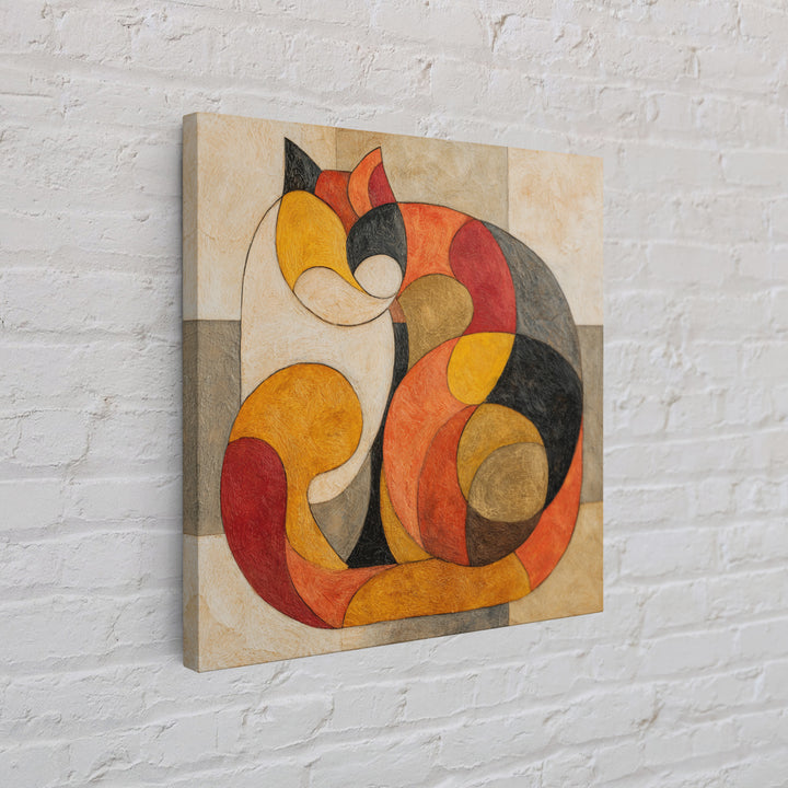 Monoline Cat Stretching Framed Canvas Print, Line Art, Textured Painting, Living Room Decor, Abstract Art, Line, Canvas Art, LIN-1x1-78
