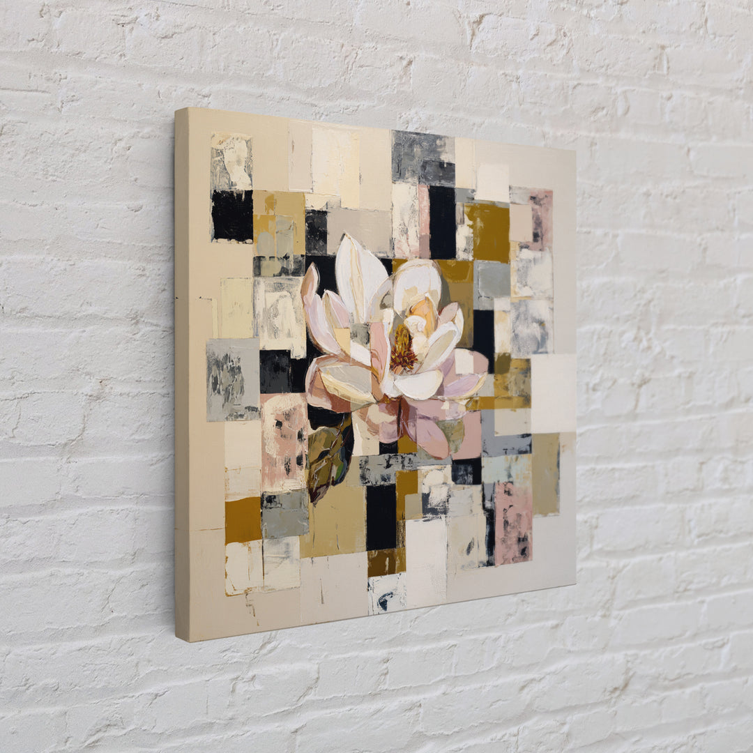 Face and Flower Blended into One Contour Framed Canvas Print, Line Art, Digital Wall Art, Living Room Decor, Oil Painting, Line, LIN-1x1-8
