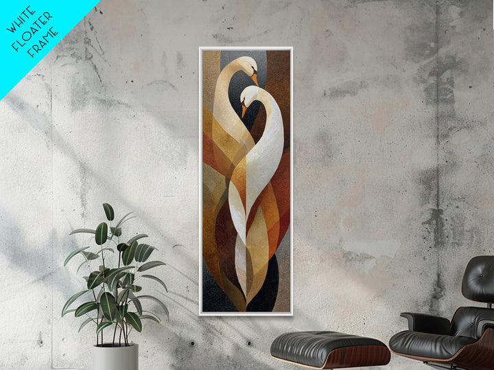 Two Swans Forming a Heart Shape Canvas Print, Line Art, Luxury Decor, Living Room Decor, Fine Art, Line, Printable, LIN-1x3-100