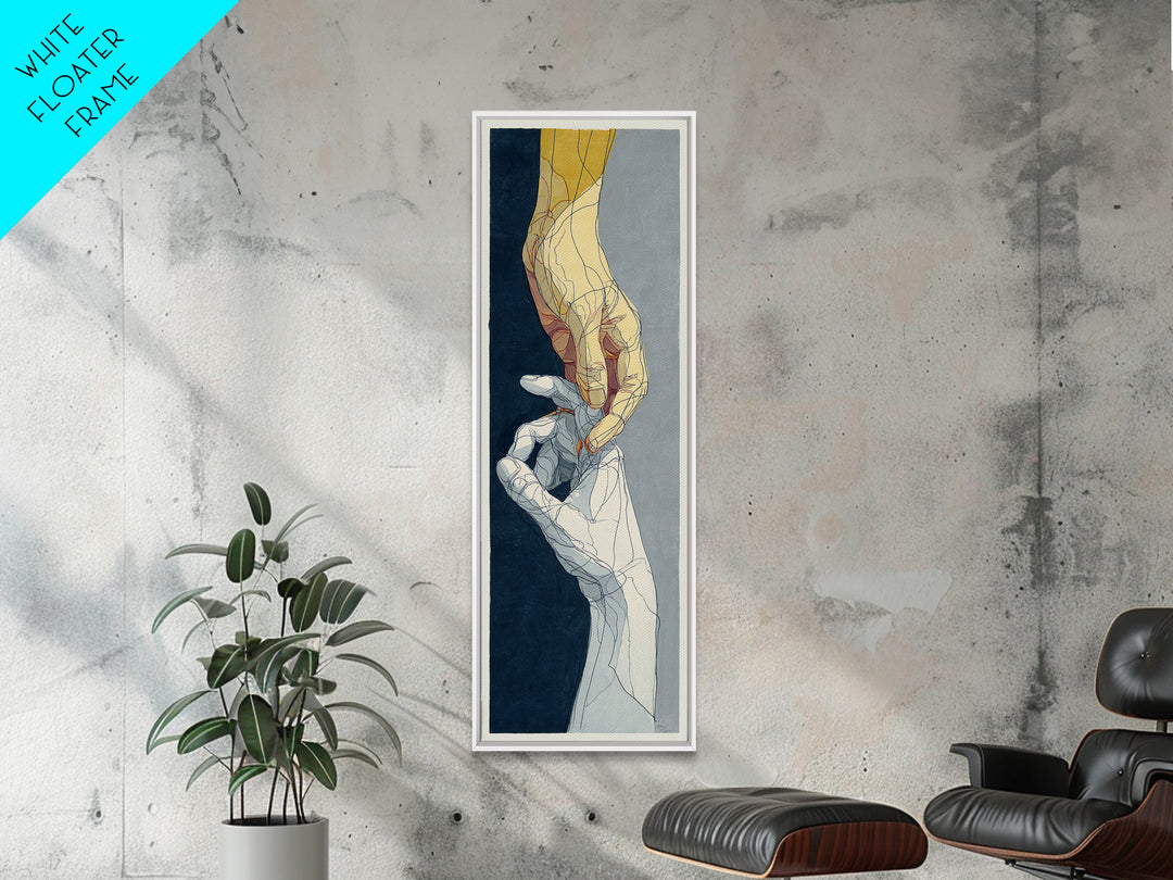 Two Hands Nearly Touching Canvas Print, Line Art, Canvas Art, Living Room Decor, Line, Jesus Wall Art, Gallery Wall Art, LIN-1x3-17