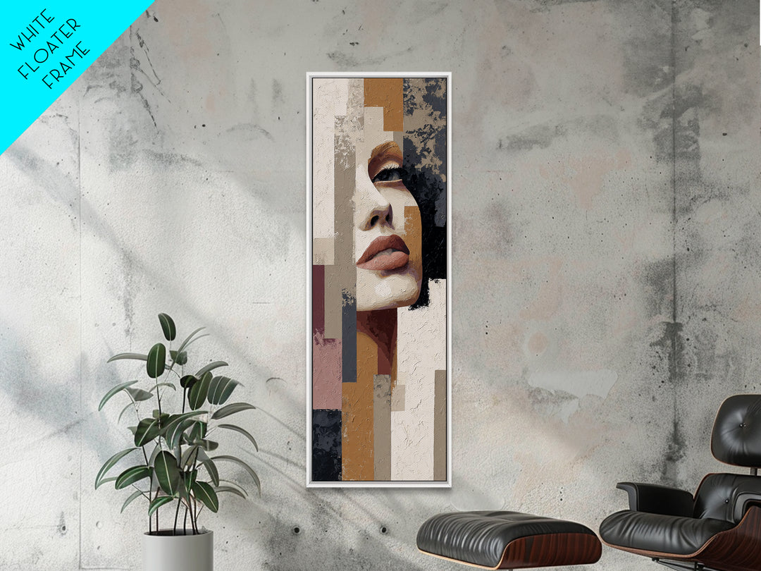 Abstract Lips and Hand Fashion Sketch Framed Canvas Print, Line Art, Statement Artwork, Living Room Decor, Abstract Art, Line, LIN-1x3-30