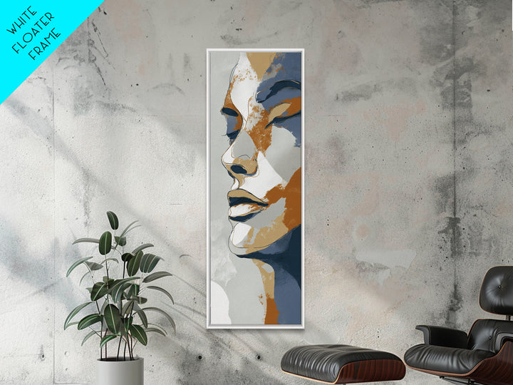Continuous Line Female Face Framed Canvas Print, Line Art, Boho Wall Art, Living Room Decor, Fine Art, Line, Living Room Art, LIN-1x3-61