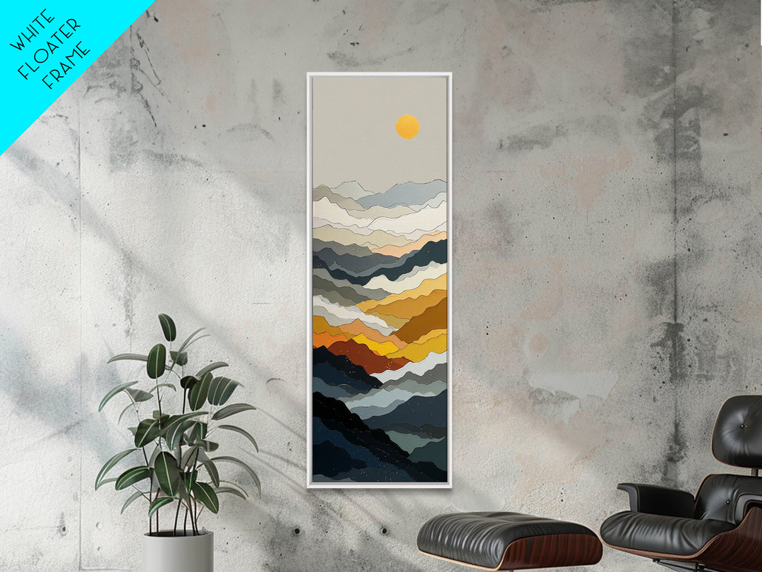 Black Line Mountains Framed Canvas Print, Line Art, Room Decor, Living Room Decor, Fine Art, Line, Digital Wall Art, Canvas Art, LIN-1x3-70