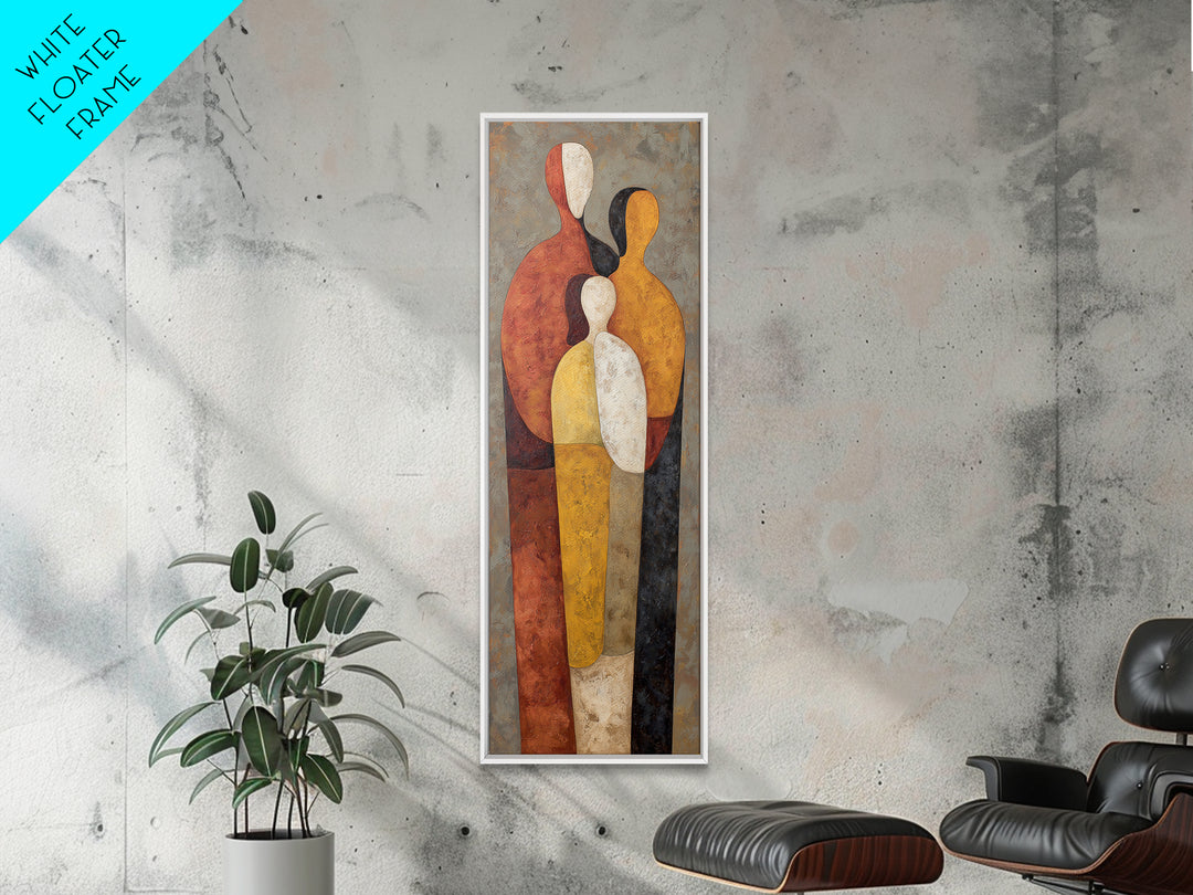 Abstract Family Figures Framed Canvas Print, Line Art, Bird Wall Art, Living Room Decor, Fine Art, Line, Textured Painting, LIN-1x3-84