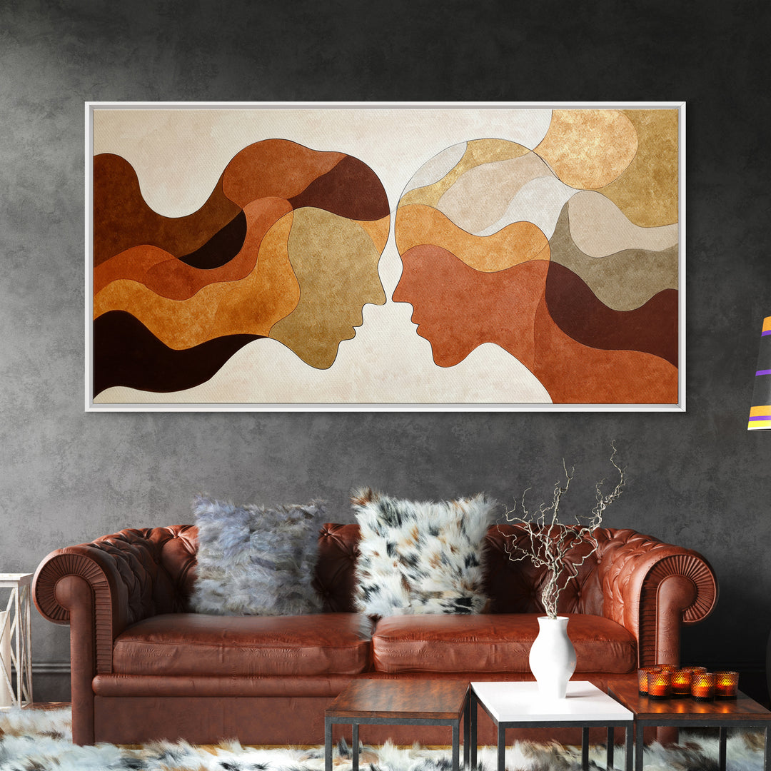 Single Line Couple Embracing Softly Canvas Print, Line Art, Home Decor, Living Room Decor, Abstract Art, Line, Modern Wall Art, LIN-2x1-22