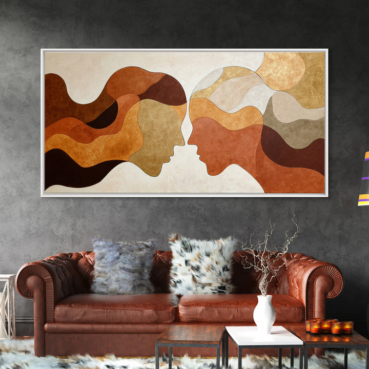 Single Line Couple Embracing Softly Canvas Print, Line Art, Home Decor, Living Room Decor, Abstract Art, Line, Modern Wall Art, LIN-2x1-22