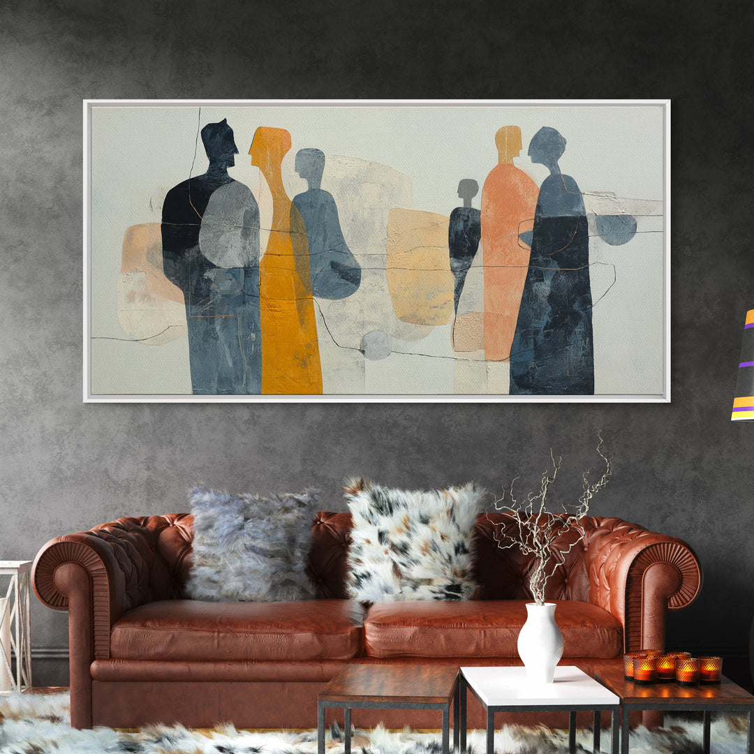 Abstract Family Figures Canvas Print, Line Art, Minimalist Decor, Living Room Decor, Line, Boho Wall Art, Wall Art Print, LIN-2x1-44