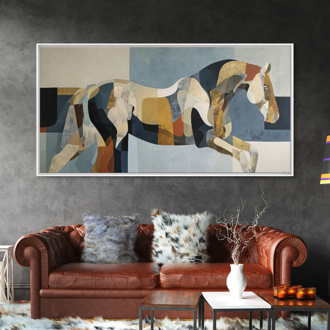 Abstract Horse Formed from Graceful Contour Canvas Print, Line Art, Custom Portrait, Living Room Decor, Abstract Art, Line, LIN-2x1-48