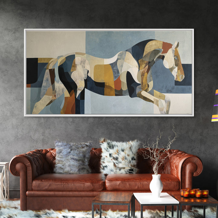 Abstract Horse Formed from Graceful Contour Canvas Print, Line Art, Custom Portrait, Living Room Decor, Abstract Art, Line, LIN-2x1-48