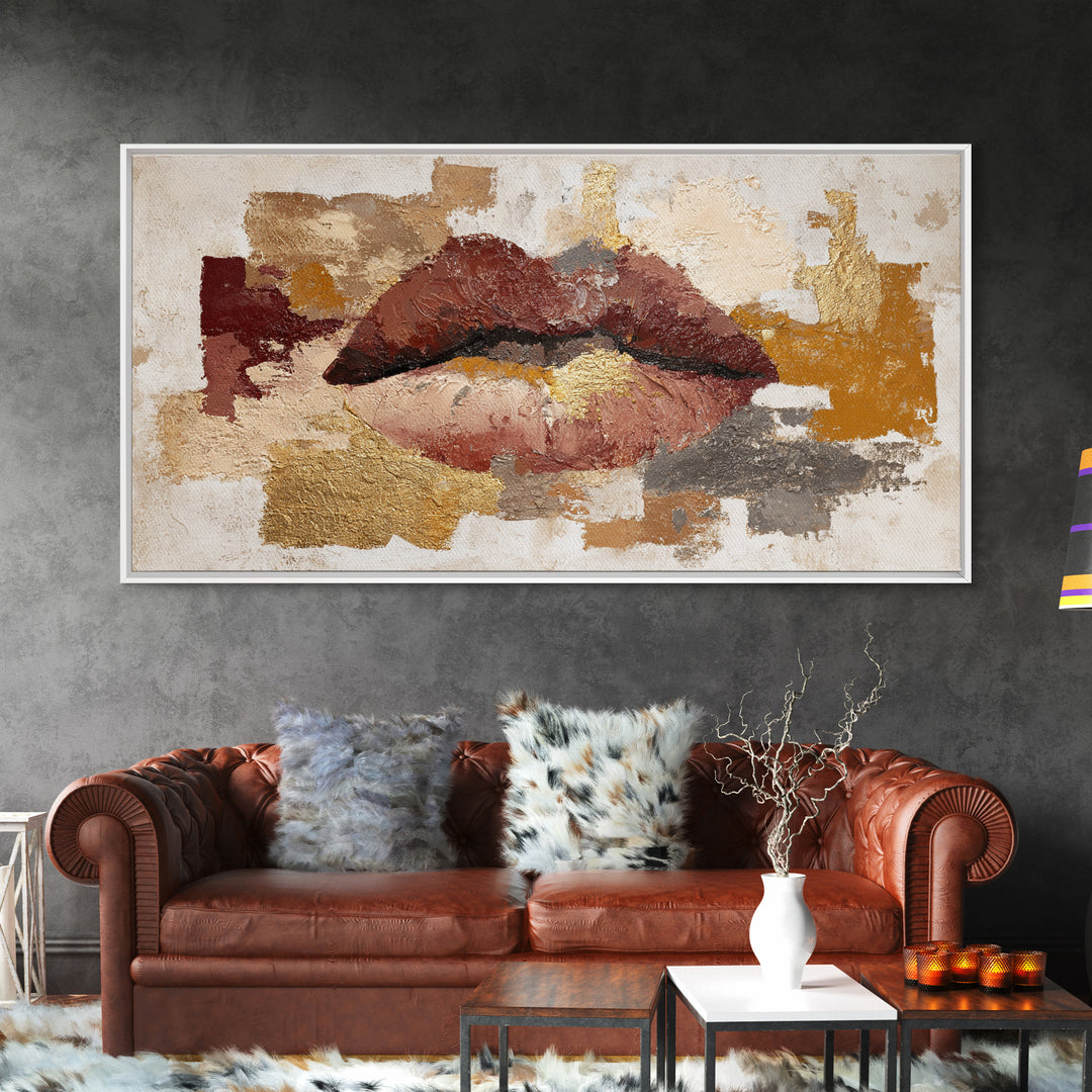 Abstract Lips and Hand Fashion Sketch Canvas Print, Line Art, Custom Portrait, Living Room Decor, Abstract Art, Line, LIN-2x1-62