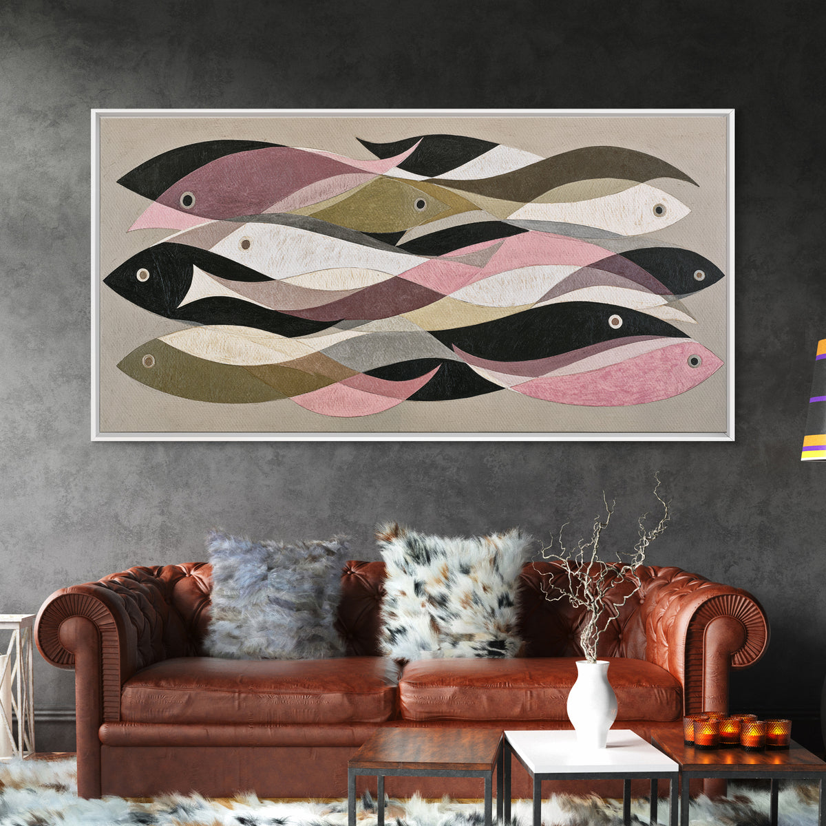 Continuous Line Fish Canvas Print, Line Art, Canvas Art, Living Room Decor, Fine Art, Line, Jesus Wall Art, Gallery Wall Art, LIN-2x1-64