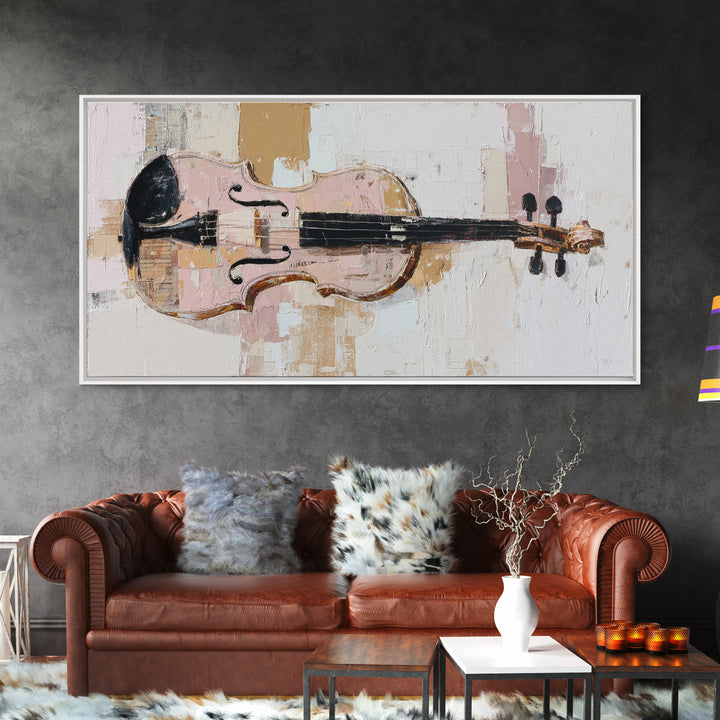 Single Line Violin and Bow Framed Canvas Print, Line Art, Statement Artwork, Living Room Decor, Fine Art, Line, Custom Portrait, LIN-2x1-67