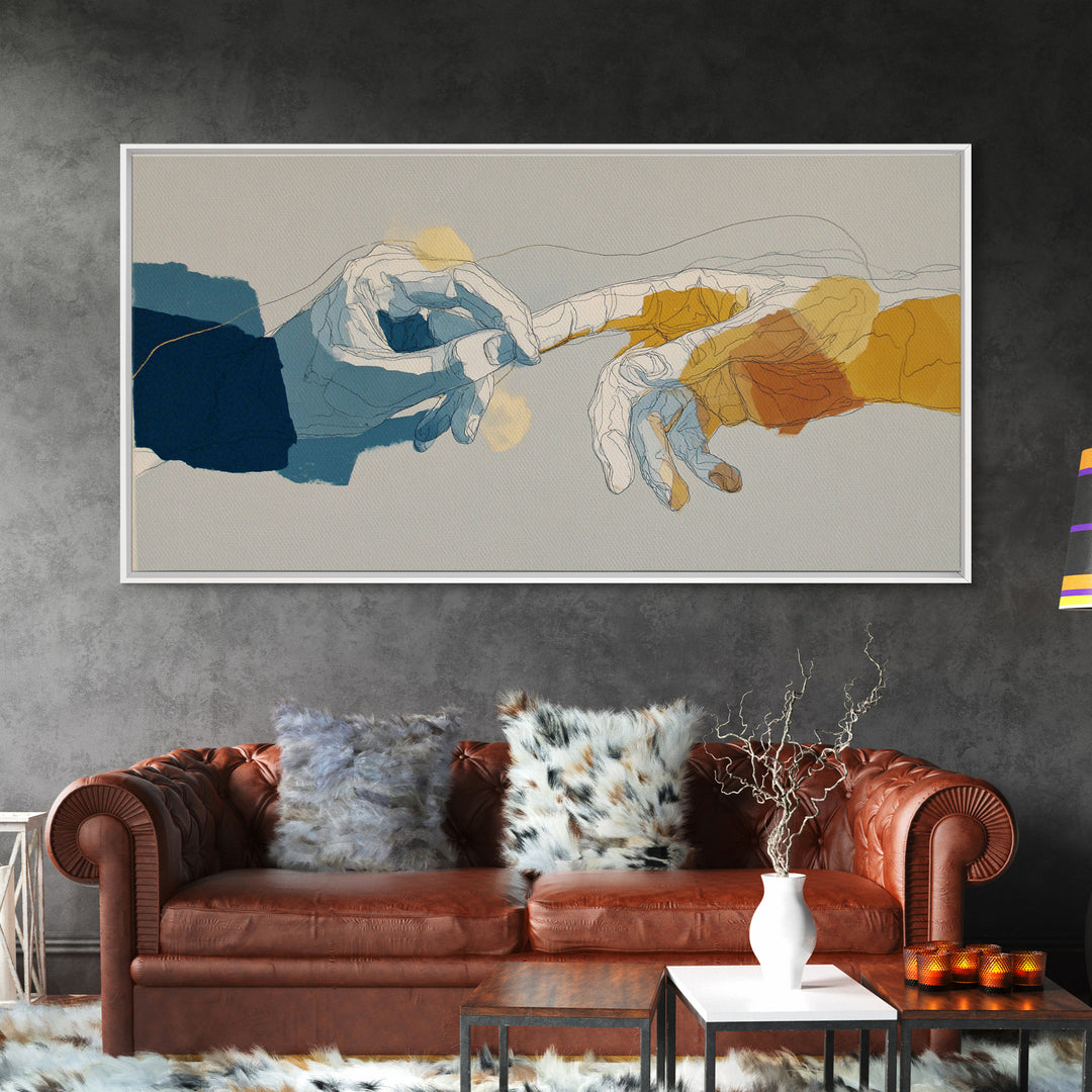 Two Hands Nearly Touching Canvas Print, Line Art, Minimalist Wall Art, Living Room Decor, Abstract Art, Line, Fine Art Print, LIN-2x1-73