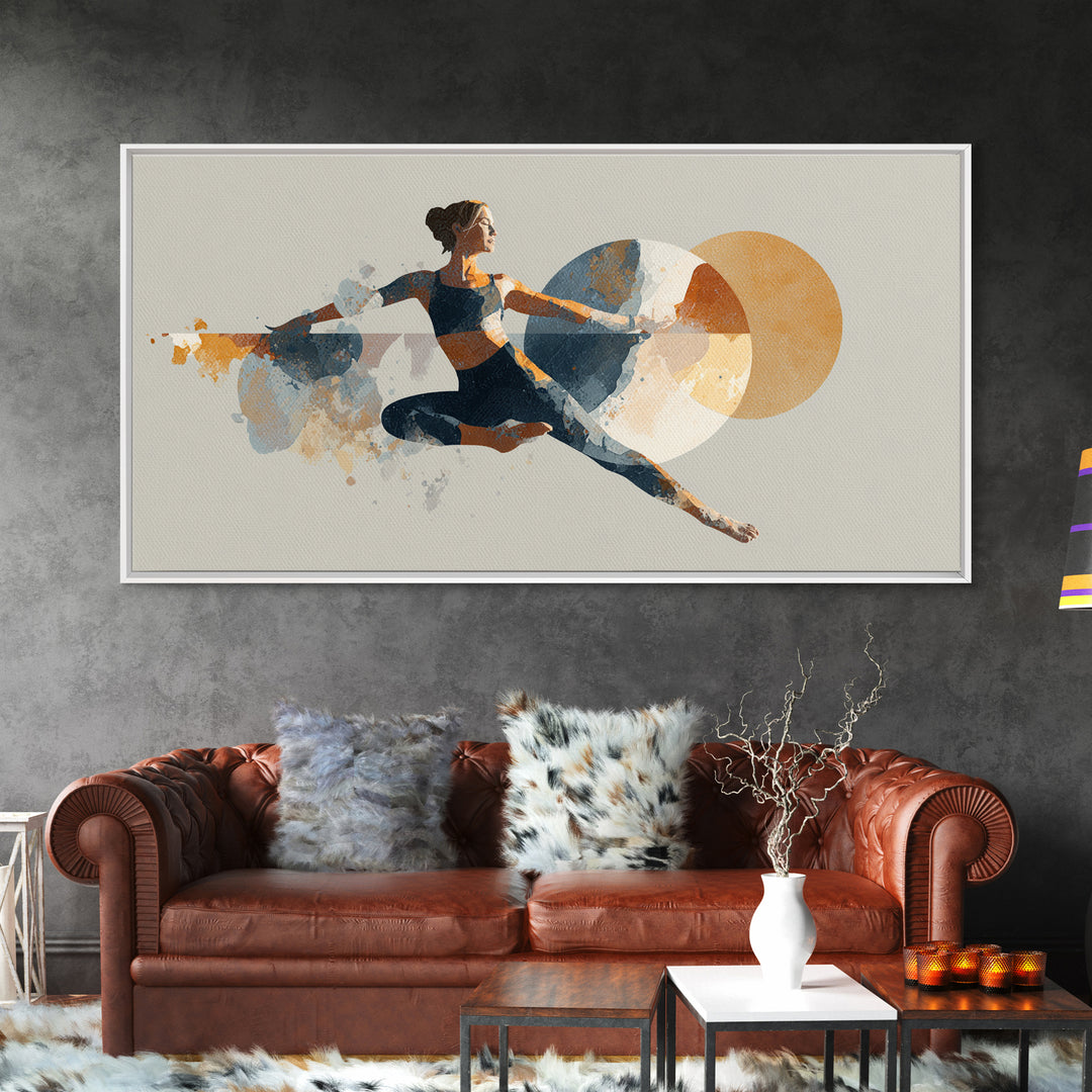 Single Line Yoga Pose Framed Canvas Print, Line Art, Portrait from Photo, Living Room Decor, Fine Art, Line, Luxury Decor, LIN-2x1-85